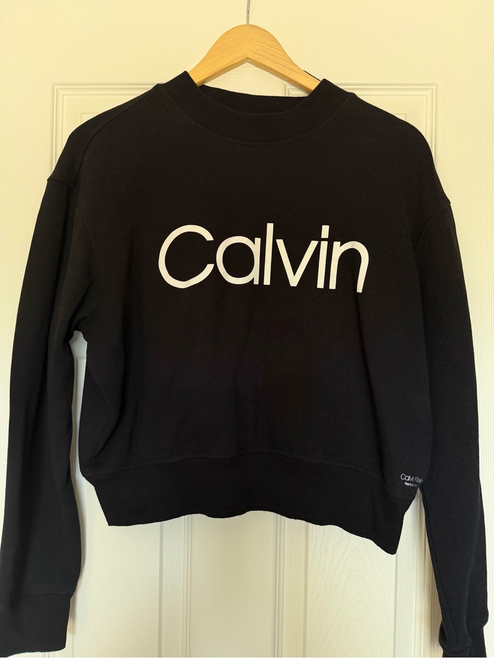 Calvin Klein Black Cropped Crewneck Sweatshirt
